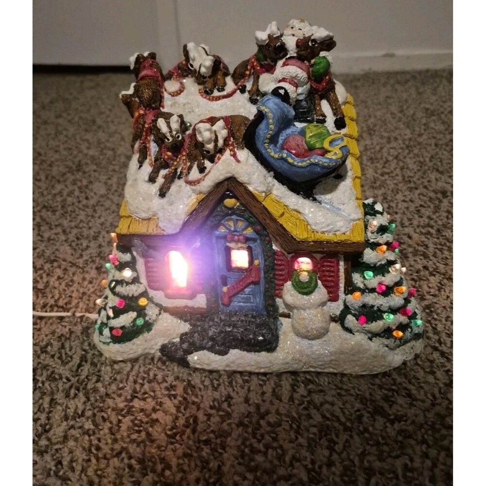 VTG Lighthouse Christmas Santa "Upon The House Top" Reindeer By Plaster Craft - Picture 5 of 8